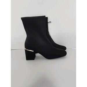 Liz Claiborne Boots Women's 9.5 Wonderful Black Gold Accent Side Zip Memory Foam